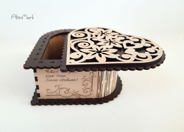 جعبه هدیه قلب فانتزی طرح جدید جنس چوبی در 5 سایز