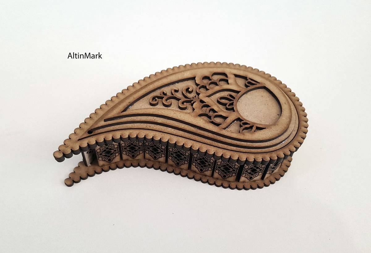 باکس هدیه بته‌ جقه جنس چوبی (MDF) کد 4821