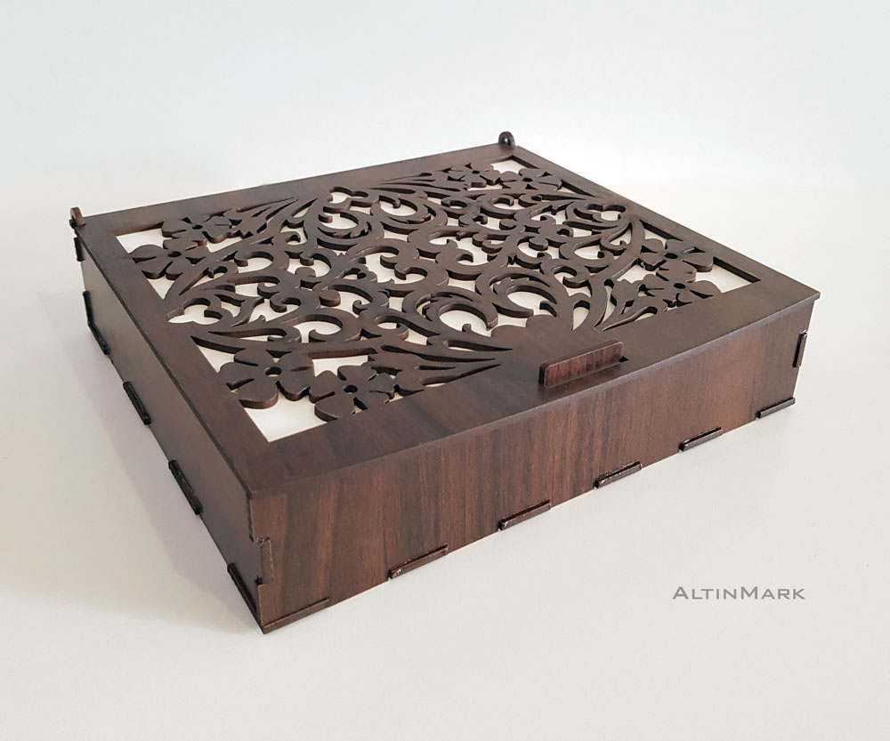 جعبه هدیه چوب طرح گردویی