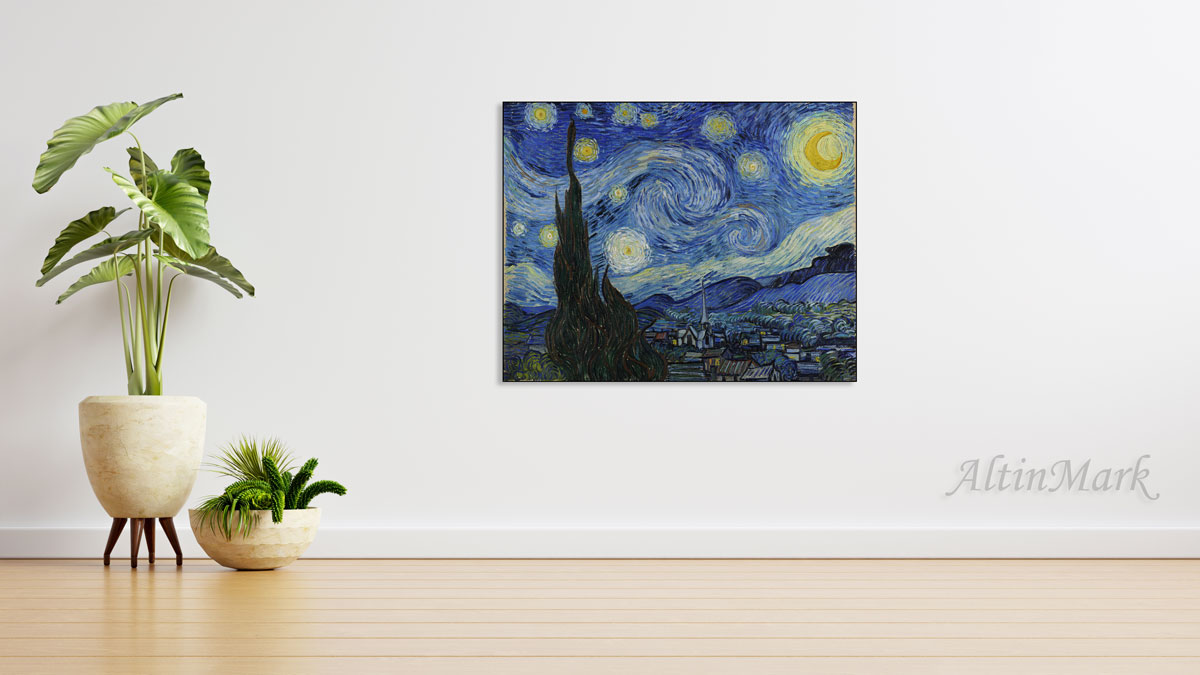 تابلو شب پرستاره Starry Night اثر ون گوگ (کیفیت چاپ بسیار بالا)