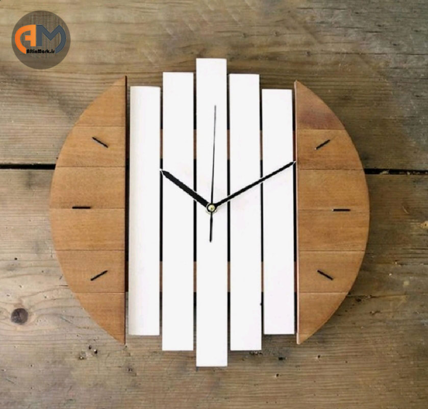 ساعت دیواری مدل hybrid چوبی با ترکیب رنگ و سایز متفاوت