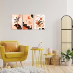 تابلو با سبک مینیمال گلدان Vase, moon, sun