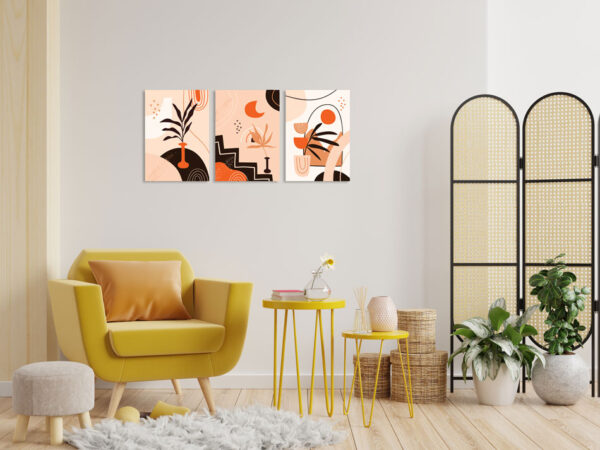 تابلو با سبک مینیمال گلدان Vase, moon, sun