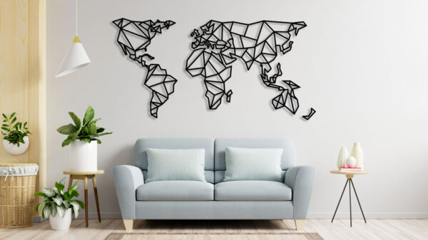 استیکر چوبی نقشه دنیا چوبی جنس MDF