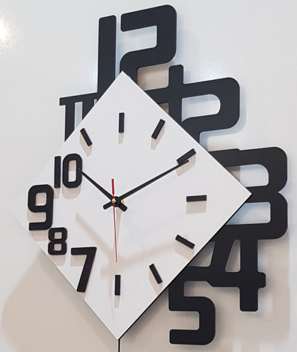 ساعت دیواری مدل saloviya با ترکیب رنگ مشکی و سفید