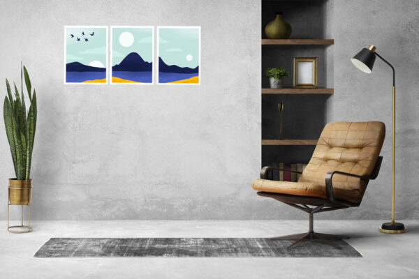 تابلو مینیمال White Sun در سه نوع چاپ مختلف با لمینت ضد خش