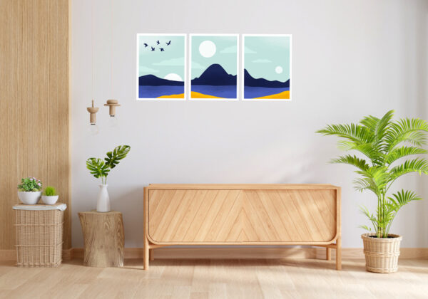 تابلو مینیمال White Sun در سه نوع چاپ مختلف با لمینت ضد خش