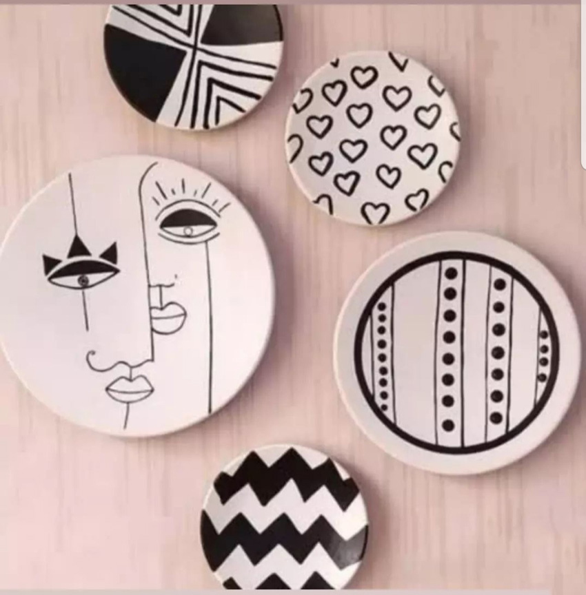 ست دیوارکوب 5 تایی جنس سفال با طرح مینیمال